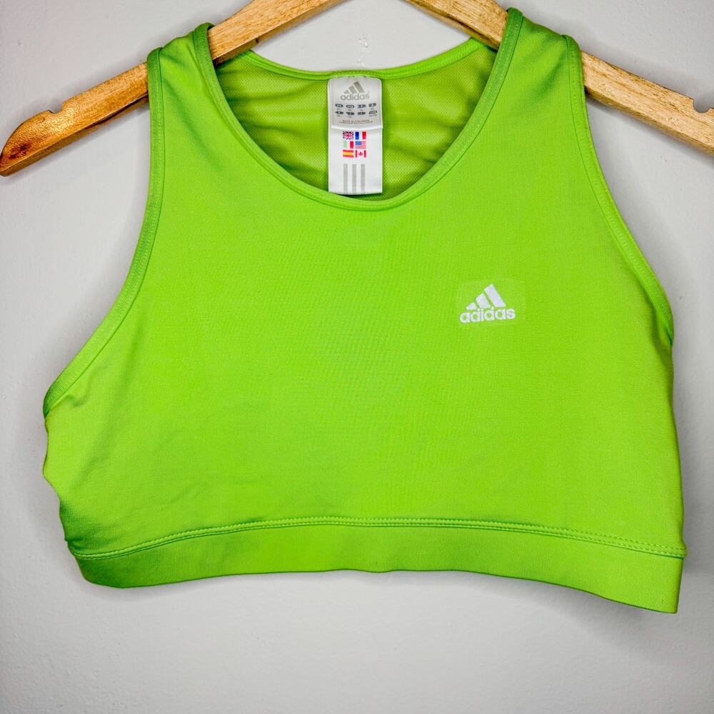 Vintage 2000s Adidas Climalite Lime Green Sports Bra Crop Top Racerback
